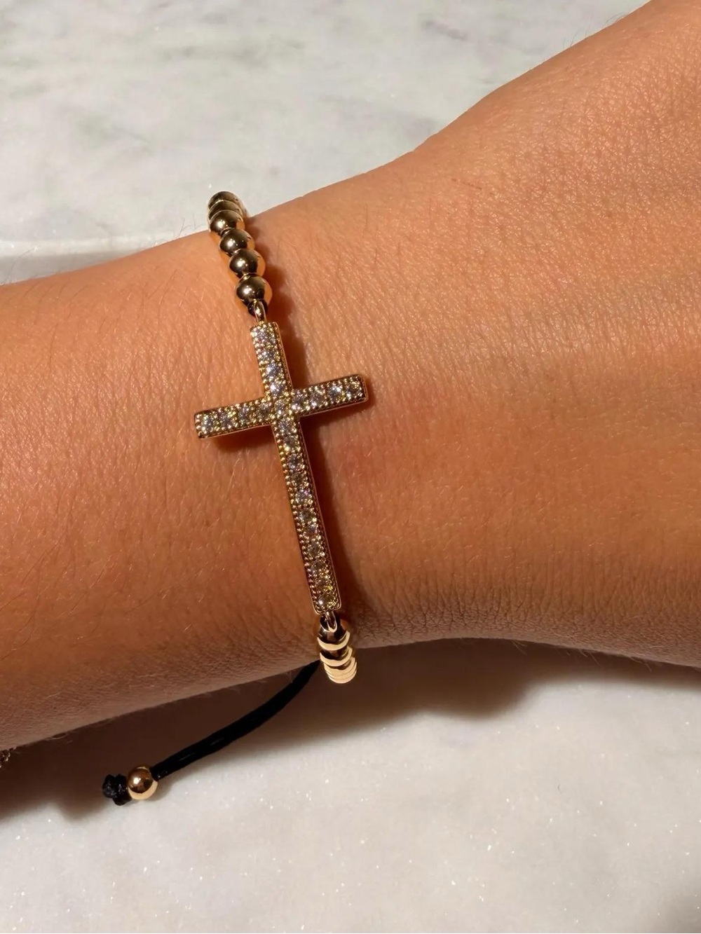 18K Gold Filled Bracelet with Cross Charm Waterproof & Tarnish Resistant